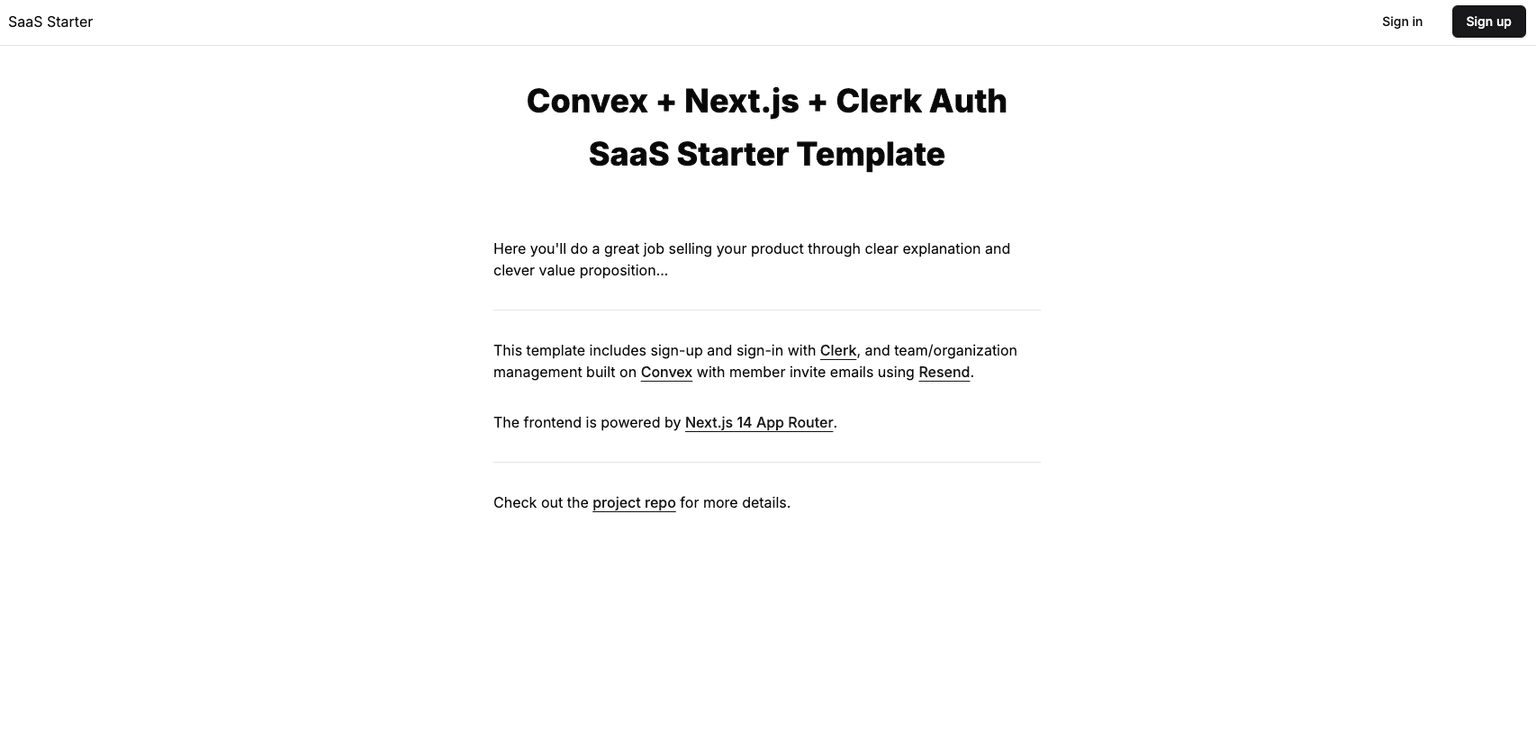 Convex Ents SaaS Next.js Starter hero image